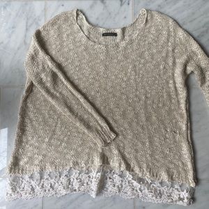 LF tan/crochet sweater- Size S/M